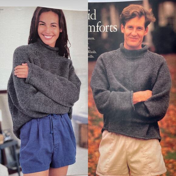 Vintage 1988 J. Crew Cotton Rollneck Sweater Yellow Turtleneck Unisex - Picture 8 of 9